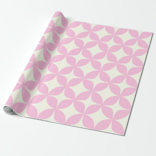 Cute Pink Retro Geometric Shapes Mid Mod Pattern Wrapping Paper