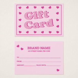 Cute Pink Retro Hearts Gift Card