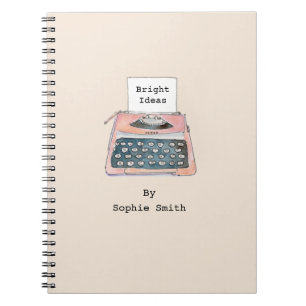 Cute pink retro typewriter notebook