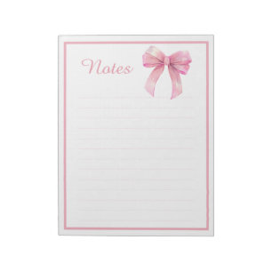 Cute Pink Ribbon Bow Coquette Aesthetic Memo Notes
