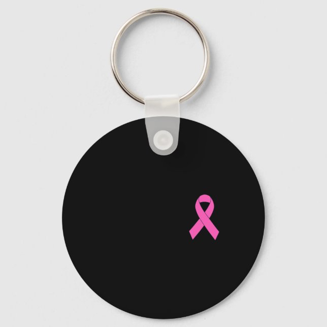 Cute Pink Ribbon Breast Cancer Awareness Women Men Key Ring (Front)