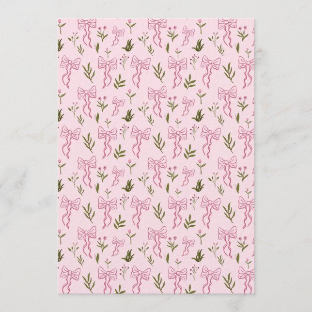 Cute Pink Ribbon Floral Seamless Pattern Invitation (Front)