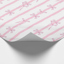 Cute Pink Ribbon Stripe Wrapping Paper