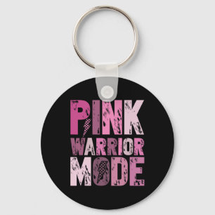 Cute Pink Ribbon Warrior Mode - Retro Breast Cance Key Ring