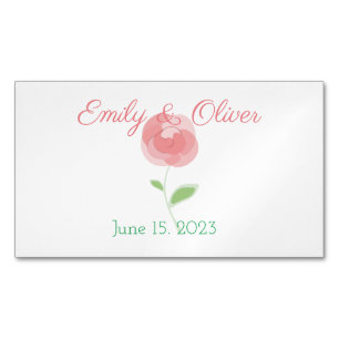 Cute pink rose design in a modern style Magnetic business card
