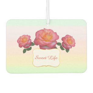 Cute Pink Rose Flowers Car Air Freshener