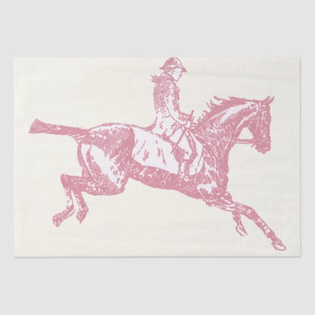 Cute Pink Rose Gold Girl Horseback Riding Tissue Paper (Front)