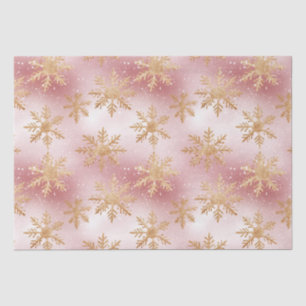 Cute Pink Rose Gold Snowflake Festive Pattern Tissue Paper
