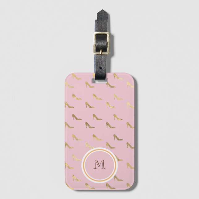 Cute Pink Rose  Luggage Tag (Front Vertical)