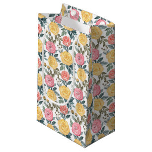 Cute pink rose tiled pattern small gift bag