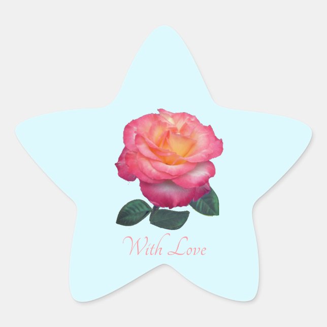 Cute Pink Rose With Love Sticker (Front)