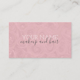 Cute Pink Roses Hair and Makeup Business Card