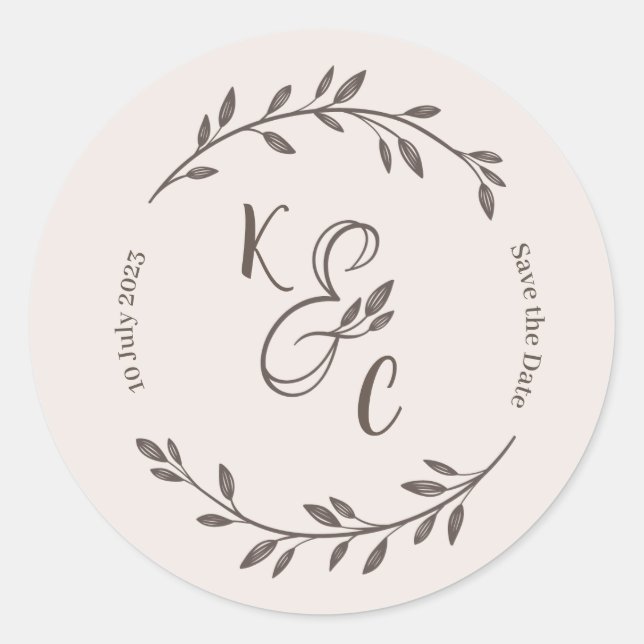 cute pink round wedding stickers (Front)