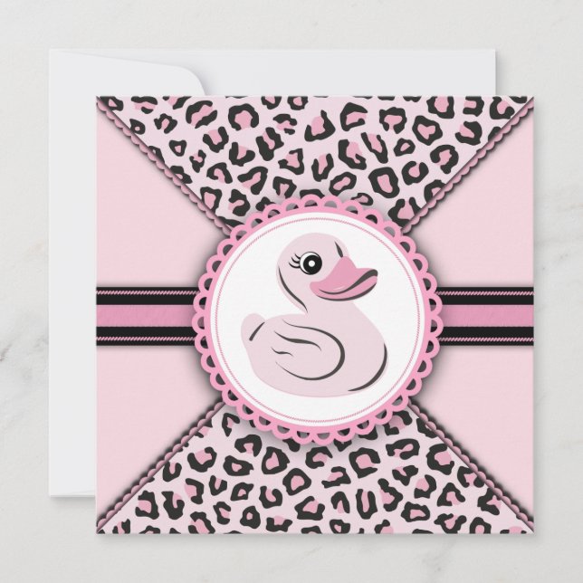 Cute Pink Rubber Duck Baby Shower Invitation (Front)