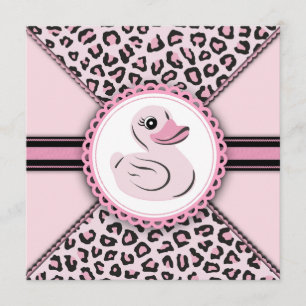 Cute Pink Rubber Duck Baby Shower Invitation