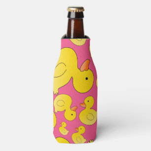 Cute pink rubber ducks bottle cooler