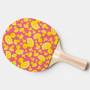Cute pink rubber ducks ping pong paddle