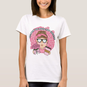 Cute Pink Running on Jesus and Coffee  T-Shirt