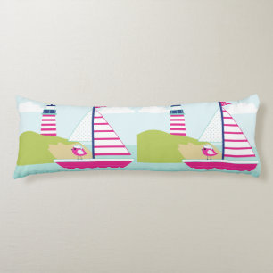 Cute Pink Sail Boat and Lighthouse Body Cushion