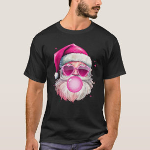 Cute Pink Santa Christmas Blowing Bubble Gum Xmas T-Shirt