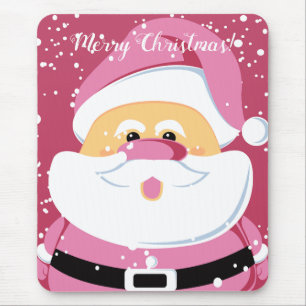 Cute pink Santa Claus Christmas holiday Mouse Mat