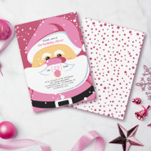 Cute pink Santa Claus Christmas holiday party