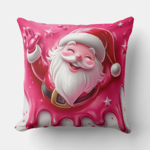 Cute Pink Santa Throw Pillow Christmas Pillow