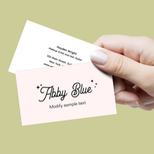 Cute Pink Script Font Stars Business Card