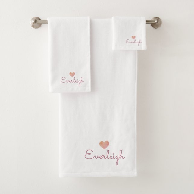 Cute Pink Script Name Heart Towel (Insitu)