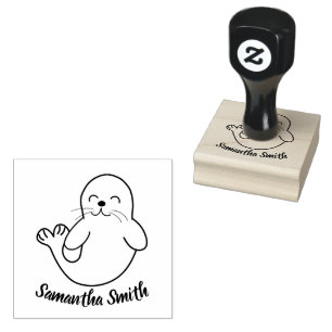 Cute pink seal rubber stamp