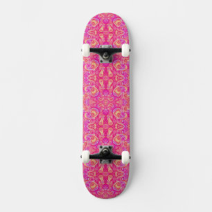 Cute pink seamless paisley look skateboard
