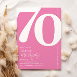 Cute Pink Seventy 70th Birthday Party Invitation<br><div class="desc">Introducing a cute pink and white 70th birthday party invitation that seamlessly blends the old-world charm of the bold serif font number '70' with a modern,  user-friendly personalizable template. This invitation isn't just a card,  it's a meaningful keepsake to cherish the milestone of turning 70.</div>