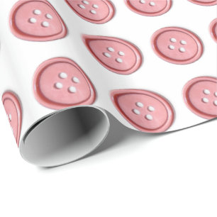 Cute Pink Sewing Buttons Wrapping Paper