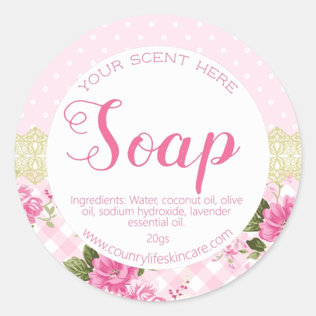 Cute Pink Shabby Chic Lace Body Butter Labels (Front)