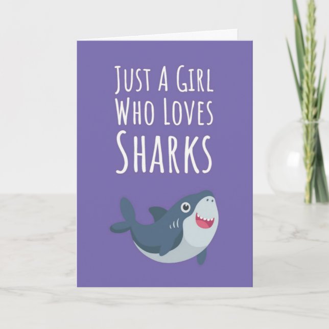 Cute Pink Shark Cards For Baby Girls Kids Ocean  (Front)
