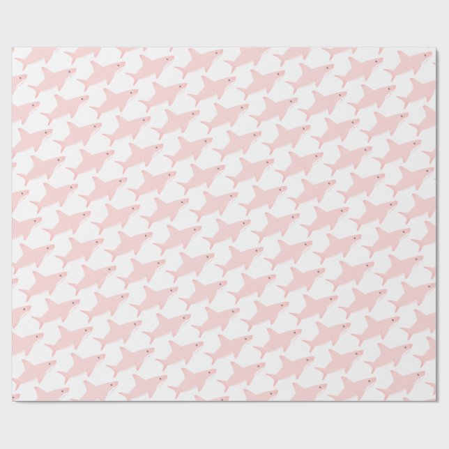 Cute Pink Shark Wrapping Paper (Flat)
