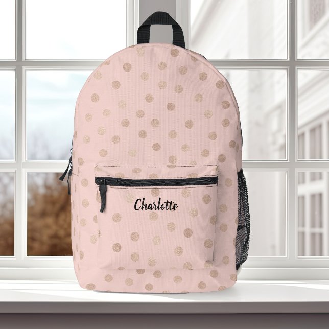 Cute Pink Shimmering Dots with Your Name Printed Backpack (Creator Uploaded)
