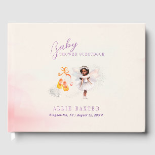 Cute Pink Shoes Fairy Dust Girl Baby Shower Guest Book