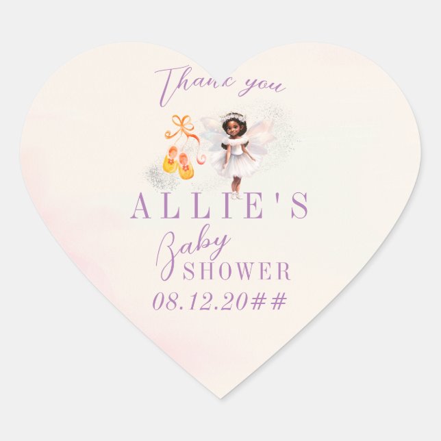 Cute Pink Shoes Fairy Dust Girl Baby Shower Heart Sticker (Front)