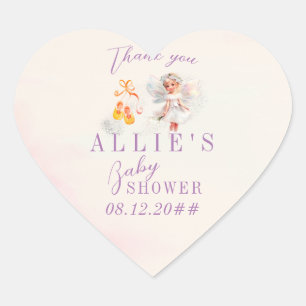 Cute Pink Shoes Fairy Dust Girl Baby Shower Heart Sticker