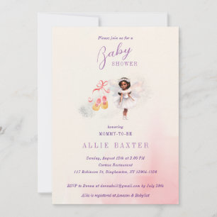 Cute Pink Shoes Fairy Dust Girl Baby Shower Invitation