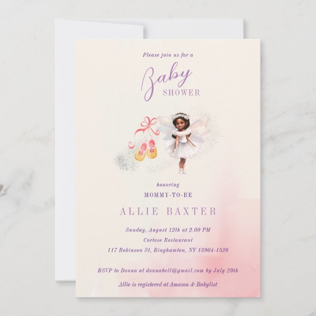 Cute Pink Shoes Fairy Dust Girl Baby Shower Invitation (Front)