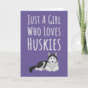 Cute Pink Siberian Husky Cards For Baby Girls Kids