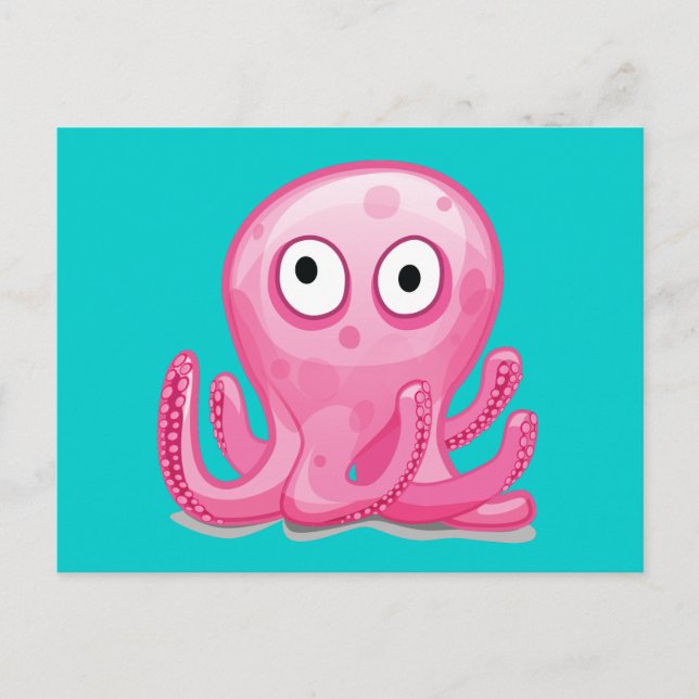 cute pink silly octopus postcard (Front)