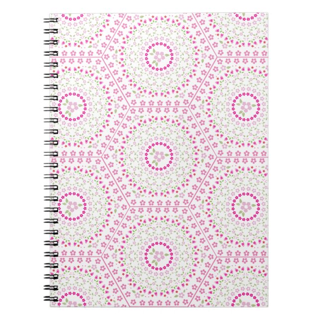 Cute Pink Simple Geometric Whimsical Pattern  Notebook (Front)