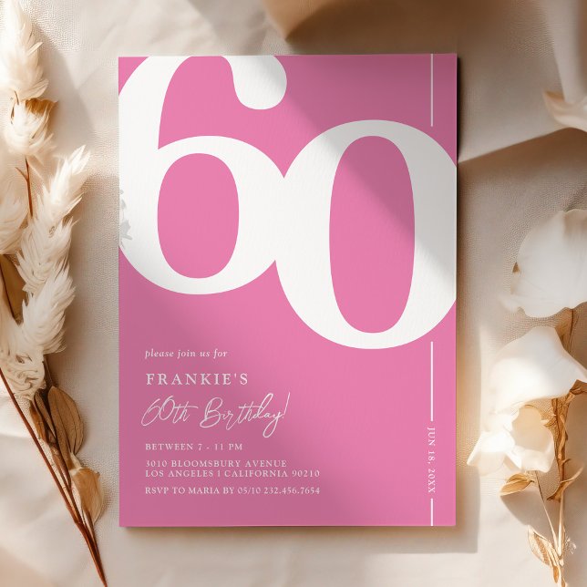 Cute Pink Sixty 60th Birthday Party Invitations (Creator Uploaded)