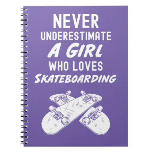 Cute Pink Skateboarder Gifts For Girls Skater Notebook