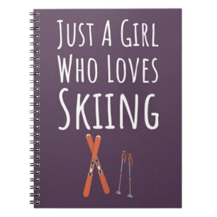 Cute Pink Ski Gifts For Baby Girls Kids Skier Notebook