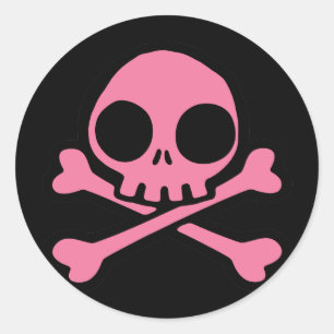 Cute Pink Skull Classic Round Sticker
