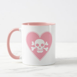 Cute Pink Skull in Heart Mug